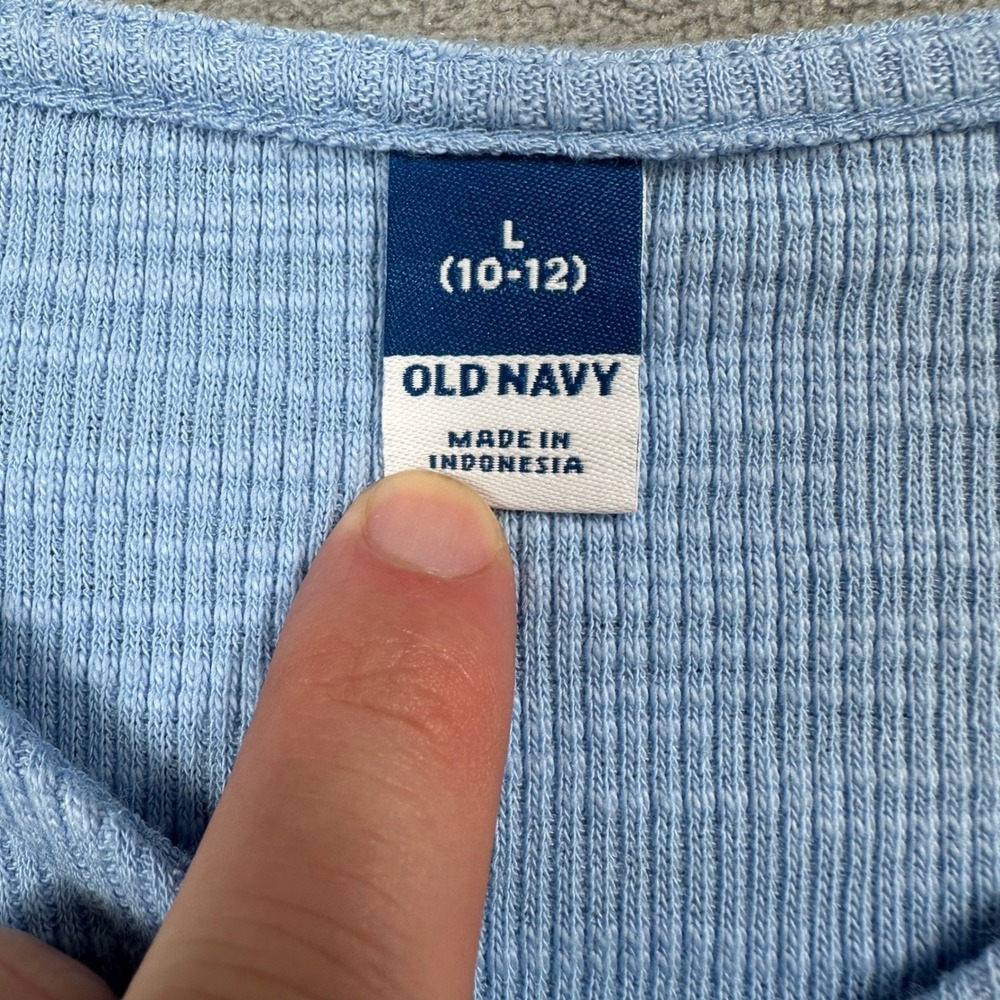 Old Navy Cardigan Sweater L 10/12 Kids Girls Blue Ribbed V-Neck Long Sleeve NWT - Picture 4 of 8